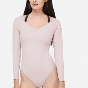 Lululemon Full Freedom Bodysuit Smoky Blush Nulu Low Back Seamless Size 6